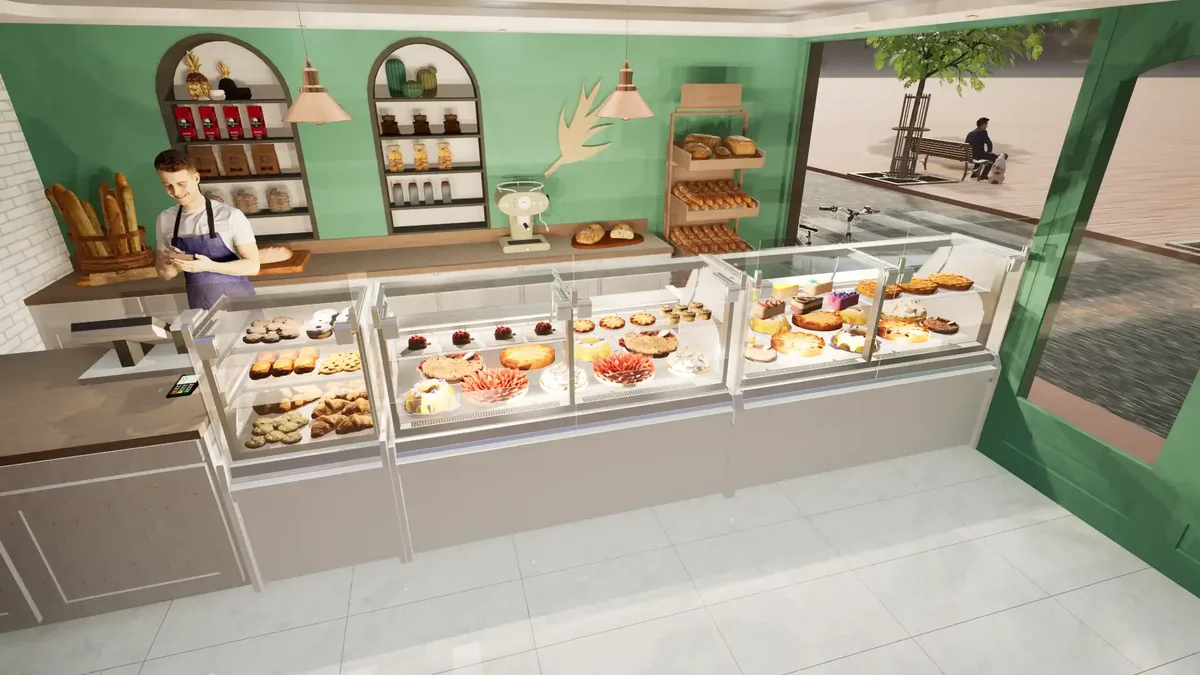 Linéaire de vitrines réfrigérées sur-mesure en pâtisserie