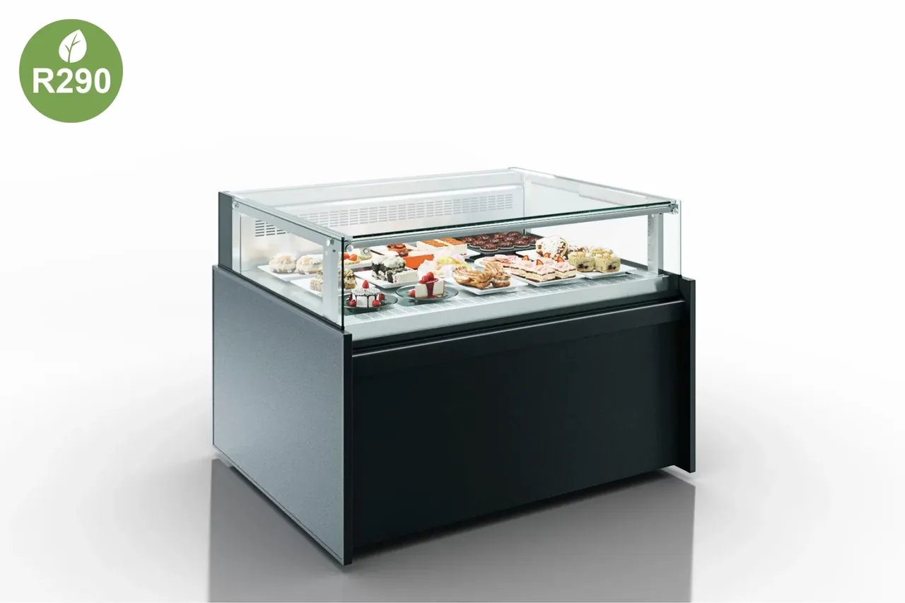 Vitrine à vitrage droit